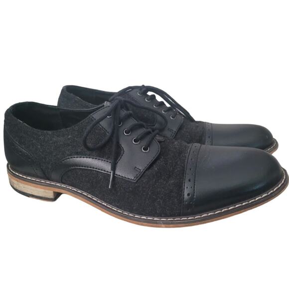 Mens Bar III Frankie 10.5 Leather Wool Dress SHOES Black Oxford - Picture 1 of 9